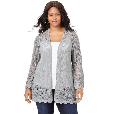 Jessica London Women's Plus Size Fine Gauge Duster Cardigan - 26/28, Pink :  Target