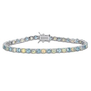 EVERLY JEWELRY | Sterling Silver 10 CT TGW Sky Blue Topaz and Opal Bracelet, 7.5 inch - 1 of 4