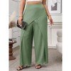 Women's Plus Size Faux Wrap Palazzo Pants Mid Rise Plus Size Wide Leg Pants Asymmetric Pants - 4 of 4
