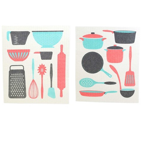 Swedish Dish Cloth Kitchen Utensils Dishcloths - Two Swedish Dishcloths 8  Inches - Eco-friendly - 84asdab101 - Cellulose - Multicolored : Target