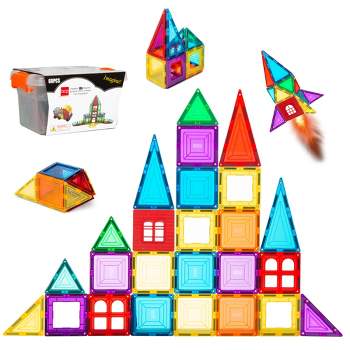 Best Choice Products 32-Piece Kids Magnetic Tiles Set, Educational Building STEM Toy w/ Case