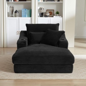 Dolonm Single Recliner, Compression Boneless Sofa, Cup Holder and Side Pocket Design, Corduroy Fabric, Detachable and Washable - 1 of 4