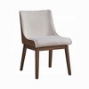 Simple Relax Set of 2 White Boucle Upholstered Dining Chairs with Wingback Design in Walnut - 4 of 4