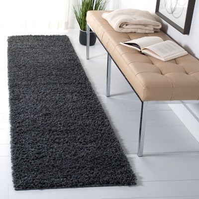 Venus Dark Grey Synthetic Shag Runner Rug - 2'2" x 8'