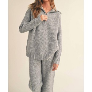 Women's Halsey Half Zip Waffle Sweater - MIOU MUSE - 1 of 4
