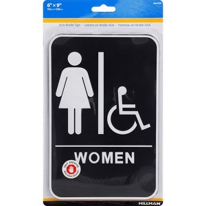 Hillman English Black Women Restroom Plaque 9 in. H X 6 in. W - Case of 3 - 1 of 1