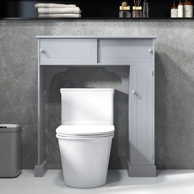 Gray Adjustable Over-the-Toilet Storage Cabinet with Cubes