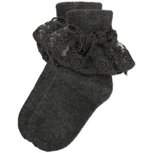 Memoi Girls' Layered Lace Cotton Blend Anklet Socks - 1 of 3