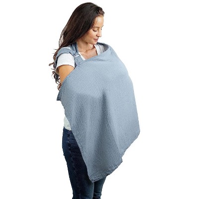 Muslin Nursing Cover for Baby Breastfeeding, Soft & Breathable Breastfeeding Cover by Comfy Cubs - Pacific Blue