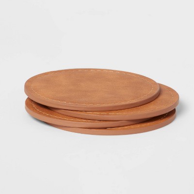 4pk Faux Leather Coasters - Threshold&#8482;