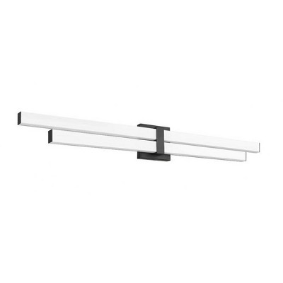 Zane 40" Matte Black LED Vanity Light with Frosted Diffusers