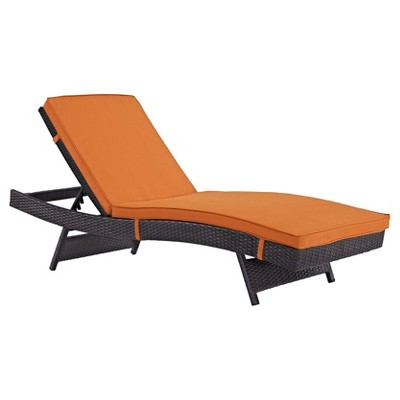 Convene Outdoor Patio Chaise in Espresso Orange - Modway