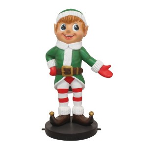 Garden Elements Fiberglass Christmas Figurine Statue Yard Decor, Standing Elf Boy, 36" - 1 of 4