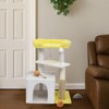 27.5in Cat Tree, Multi-level Cat Tower with Cat Scratching Post and Pad, Cozy Cat Condo, Padded Top Bed for Kittens and Indoor Cats, Yellow & White - 4 of 4