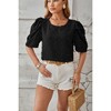 Coolmee Women's Puff Short Sleeve Casual Tops Fashion Polka Dot Crew Neck Blouses Dressy Ladies Summer Tops - 4 of 4