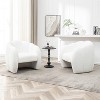 SEYNAR Modern Teddy Upholstered Accent Pumpkin Chair with Openwork Design Set of 2 - 4 of 4