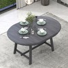 CAVINAS Dining Table Farmhouse Extendable Round Dining Table for Kitchen, Gray - 3 of 4