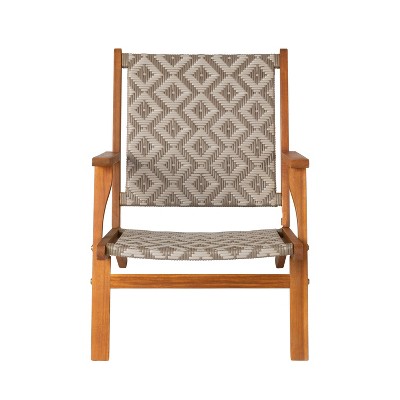 Vega Natural Acacia Diamond-Weave Outdoor Armchair