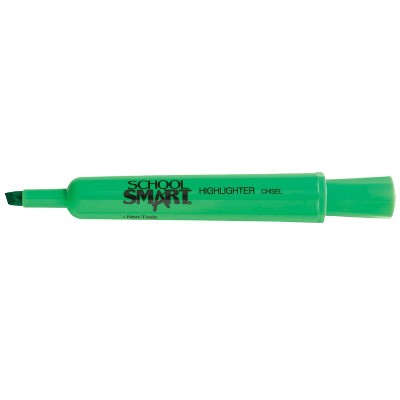 School Smart Highlighter, Chisel Tip, Tank Style, Green, pk of 48