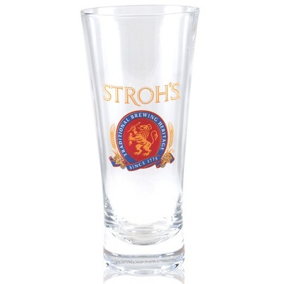 BigKitchen Stroh's Beer Officially Licensed 14 Ounce Flared Pilsner Glass, Set of 4