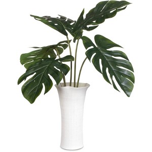 Uttermost 60258 Muse Monstera White Vase Centerpiece