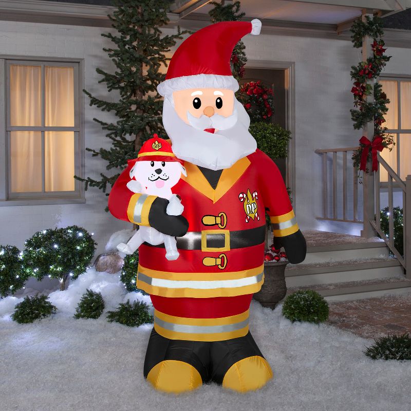 Gemmy Christmas Inflatable Firefighter Santa , 7 ft Tall, Multi, 2 of 5