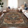 Vintage Washable Floral Medallion Large Rugs for Bedroom Living Room, Non Slip Retro Accent Floor Carpet for Home Office - 2 of 4