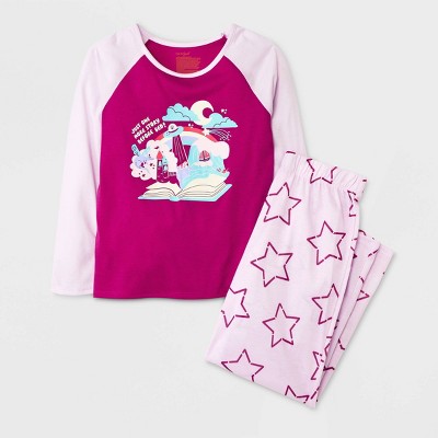 Girls' 2pc Long Sleeve Top And Pants Pajama Set - Cat & Jack