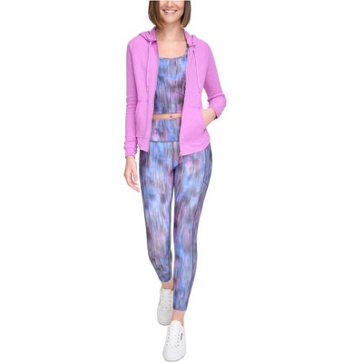 Calvin Klein Womens Ruched Sleeve Zip Hoodie Sweatshirt