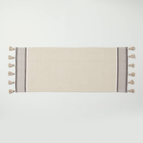 Modern Threads 2-Pack Reversible Contrast Stripe Bath Mat Set - Taupe