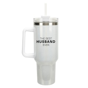 100 North The Best Husband Ever. Wrap-Around 40 Oz. Stainless Steel Water Bottle Coffee Mug, Spill & Leak Resistant, Travel Tumbler with Handle, Lid & - 1 of 4