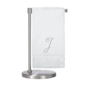 BC BARE COTTON Monogrammed Bath Towel, Personalized Gift, 27 x 54 inches - Set of 1 - White - Silver Script - 1 of 1