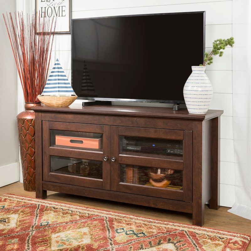 2 Door Wood Closed Storage Console TV Stand for TVs up to 50&#34; Brown - Saracina Home, 1 of 7