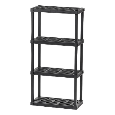 IRIS USA Black 4-Tier Plastic Shelving Unit