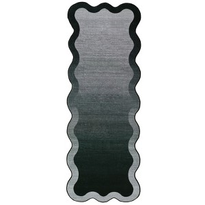 Washable Scalloped Living Room Rugs, Indoor Modern Ombre Soft Non Slip Area Rug for Bedroom, Large Home Decor Carpet for Dining Room - 1 of 4