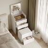 Famapy White Vanity with LED - Lit Mirror,Drawers & Movable Stool,3 - Light ModesNightstand, Computer & Study Desk - 2 of 4