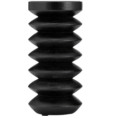 Wood Accordion Candle Holder, Black Finish, Decorative Candle Holder for Centerpieces, Home Decor, and Ambient Lighting Decorative