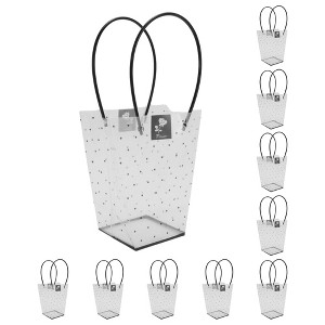 Unique Bargains Florist Bouquet Bag with Handle for Birthday Christmas Mother's Day Wedding, Clear Black 10 Pcs - 1 of 4