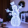 Tangkula 5 FT Christmas Lighted Snowman with Stars Lighted Christmas Decoration with 140 Cold White LED Bulbs Ground Stakes & Zip Ties Included - 2 of 4