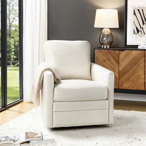 Hugo  Fall  Transitional  Wooden Upholstered Swivel Chair with metal base  for Bedroom and Living Room Deal of the day | ARTFUL LIVING DESIGN - 1 of 4