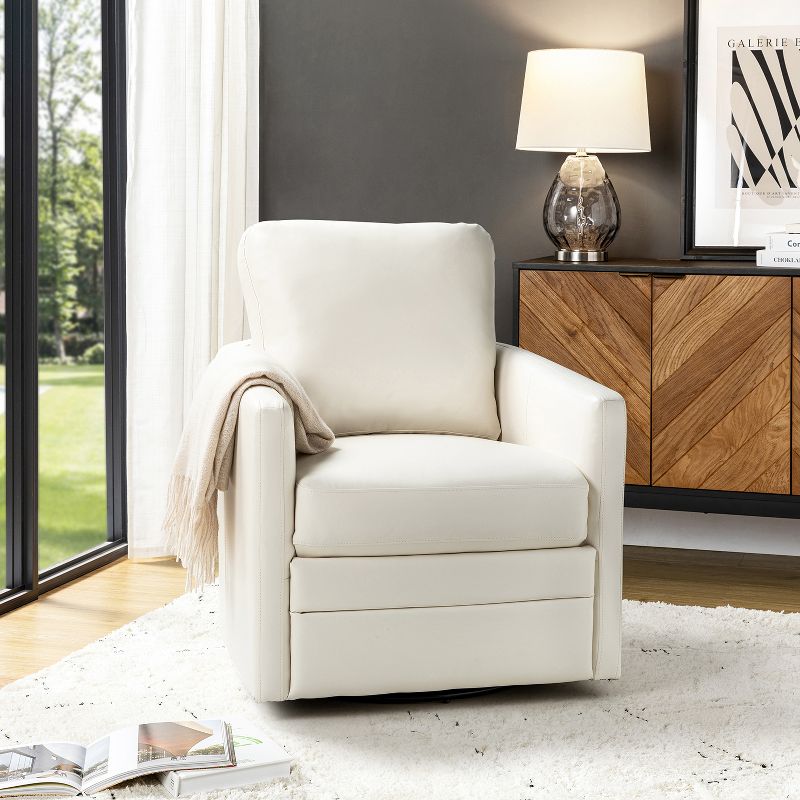 Hugo  Fall  Transitional  Wooden Upholstered Swivel Chair with metal base  for Bedroom and Living Room Deal of the day | ARTFUL LIVING DESIGN, 1 of 9