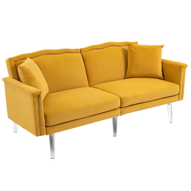 Modern Velvet Upholstered Loveseats Sofa with 2 Pillows-ModernLuxe, 5 of 16