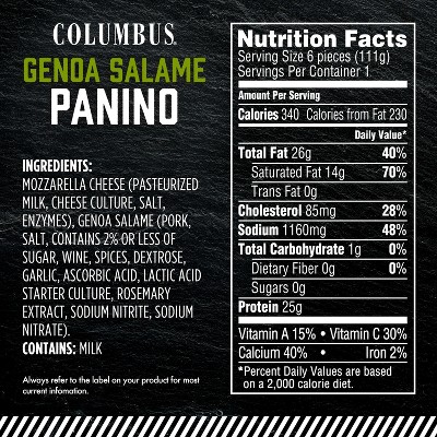 Columbus Gluten Free Genoa Salame Panino - 3.9oz