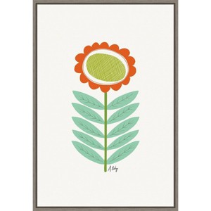 16" x 23" Mid Mod Flower No.3 by Annie Bailey Art Framed Canvas Wall Art - Amanti Art: Hand-Stretched, Lithograph Print, Sawtooth Back Mount - 1 of 4