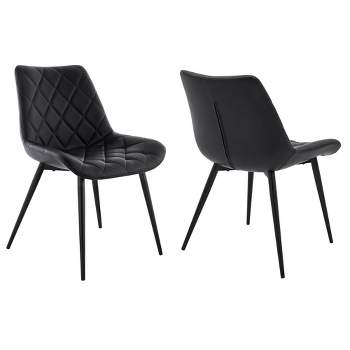 Set of 2 Loralie Faux Leather Metal Dining Chairs Black - Armen Living