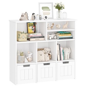 Toy Storage Organizer Kids Bookcase with 3 Movable Drawers Toy Storage Cabinet - 1 of 4