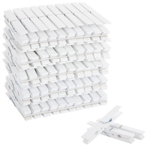 Juvale 100 Pack Bulk Large White Clothespins for Hanging Laundry, Photos, DIY Crafts, 4 In - 1 of 4