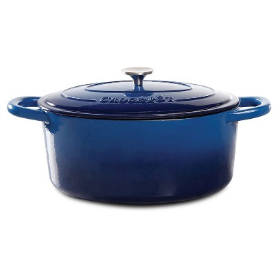 Crock Pot 69149.02 7 Quart Durable Oval Enamel Cast Iron Covered Dutch Oven Slow Cooker, Sapphire Blue
