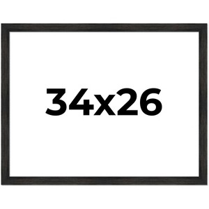 PosterPalooza | 34x26 Wide Barnwood Picture Frame, UV Acrylic, 6 Finishes - Grey, Brown, White, and Black - 1 of 4