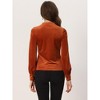 Allegra K Women's Velvet Crew Neck Puff Long Sleeve Rib Velour Blouse - 3 of 4